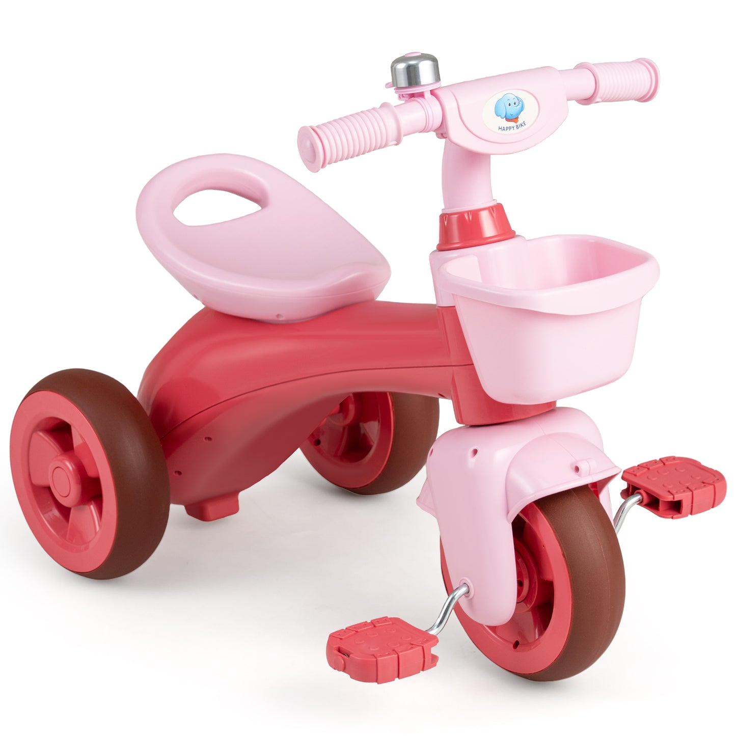Toddler Tricycle with Limited Steering and Front Storage Basket and Bell-Green