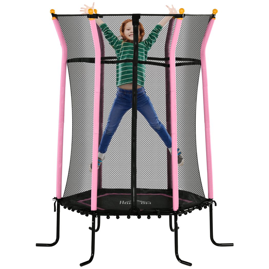 HOMCOM 5.4FT Kids Trampoline with Enclosure Indoor Outdoor