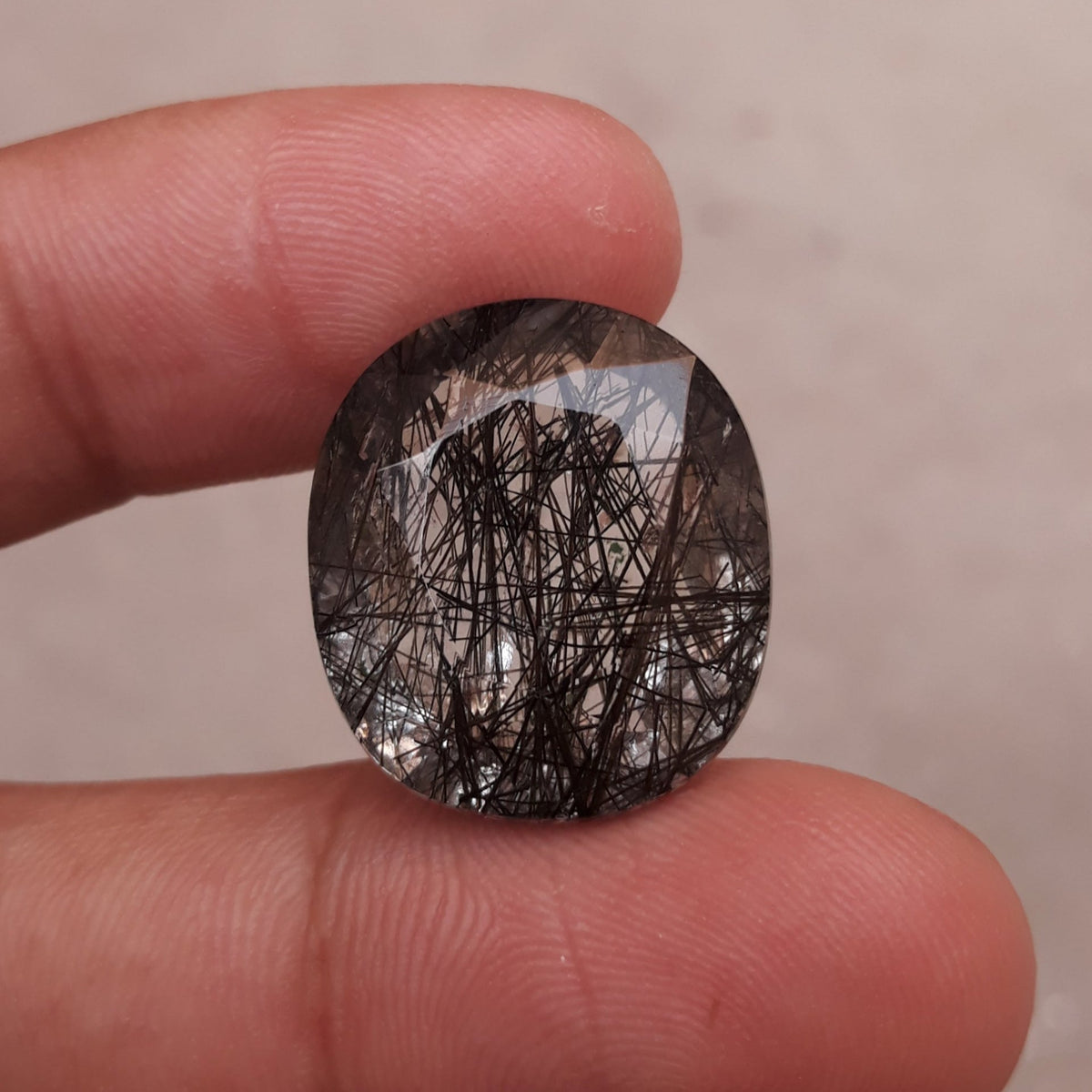 26ct Black Tourmalated Quartz - Black Rutile Quartz - 22x19x11mm