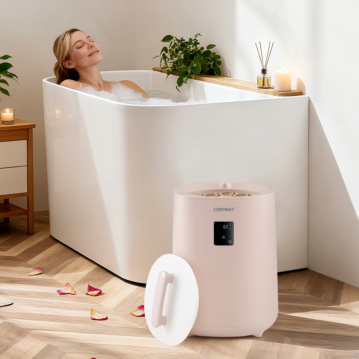 Towel Warmer for Bathroom 18 L Large Portable Hot Towel Bucket-Brown