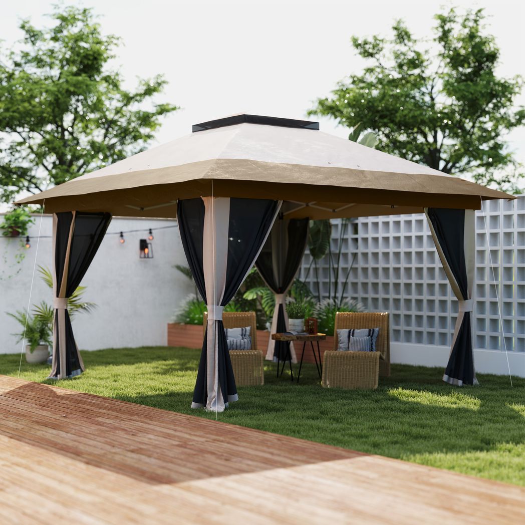 Outsunny 3.6 x 3.6m Pop Up Gazebo with Netting and Wheeled Bag