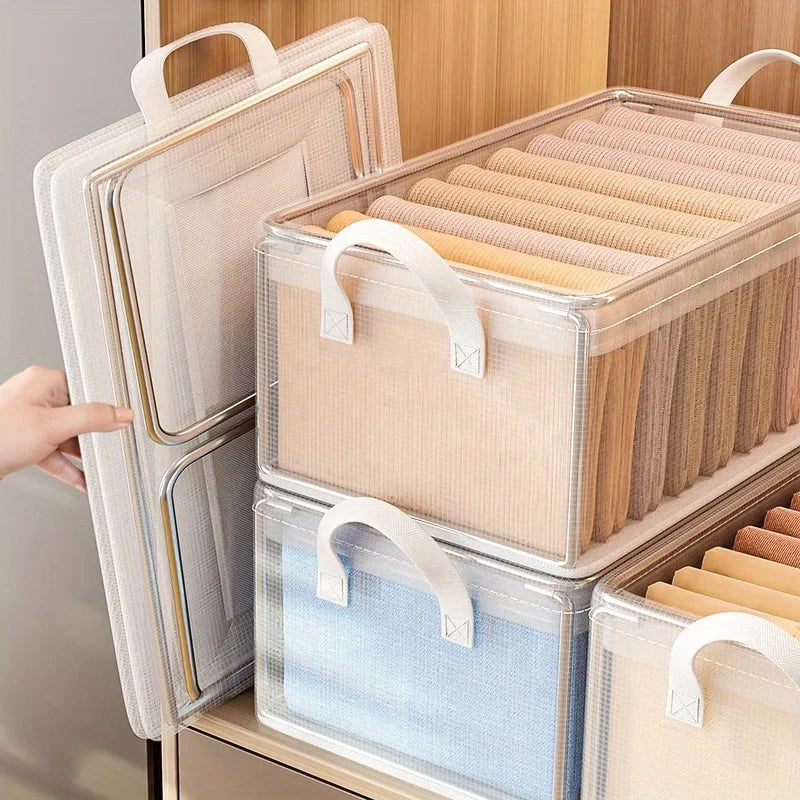 Transparent Storage Box Solid Steel Frame – Waterproof Home Organisation Basket