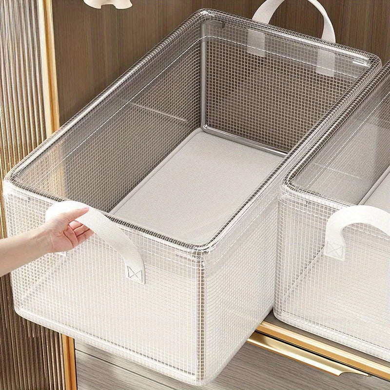 Transparent Storage Box Solid Steel Frame – Waterproof Home Organisation Basket