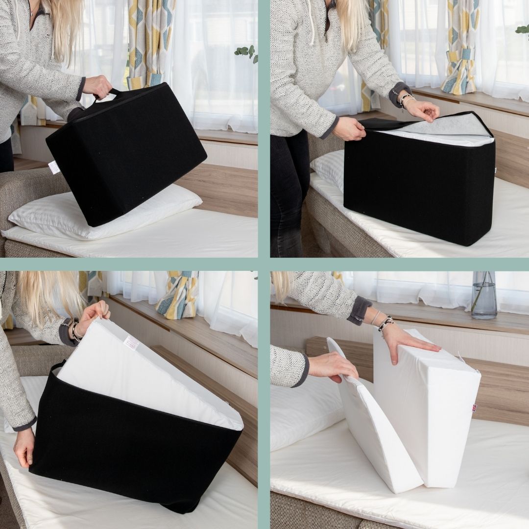 Folding Memory Foam Bed Wedge – Portable Acid Reflux & Elevated Sleep Support Pillow