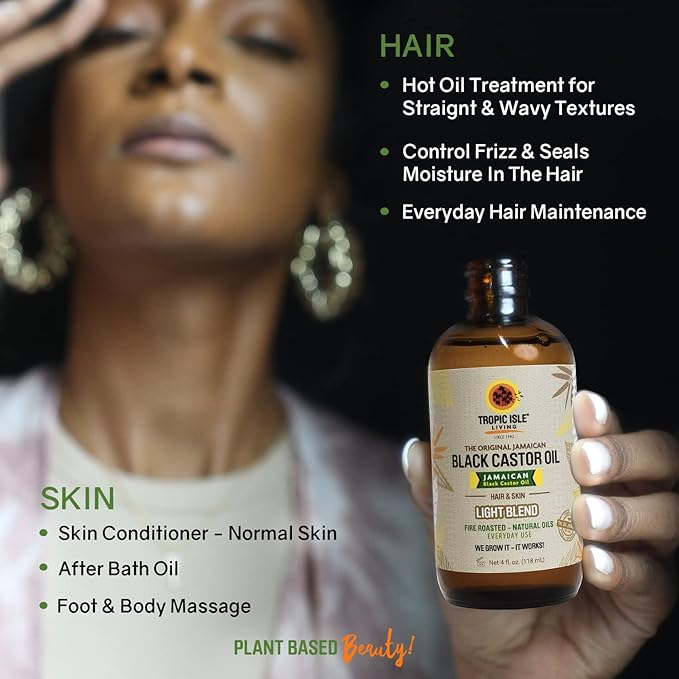 Tropic Isle Living Jamaican Black Castor Oil Light Blend for Hair Growth & Scalp Health - 118ml/3.99 oz