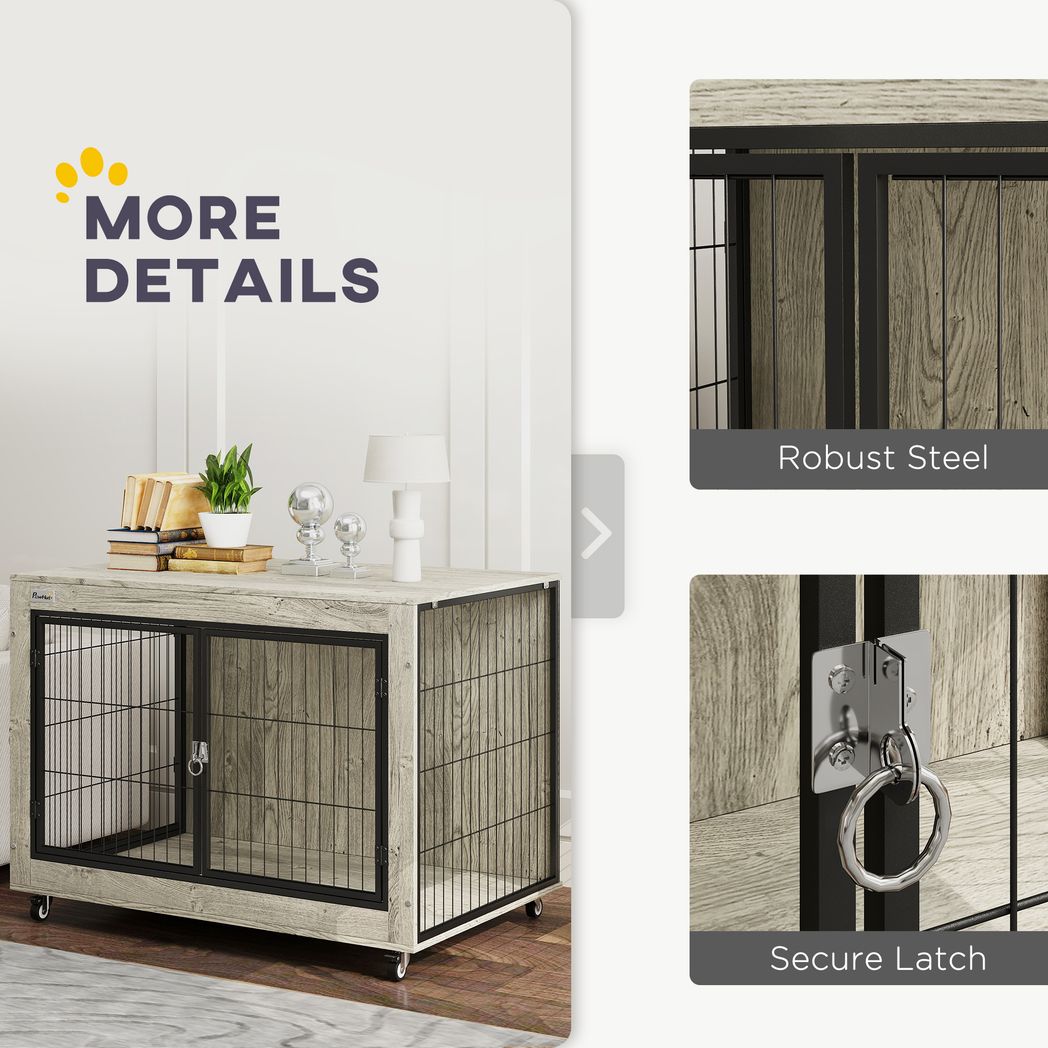 PawHut Dog Crate Furniture on Wheels, for Medium Dogs