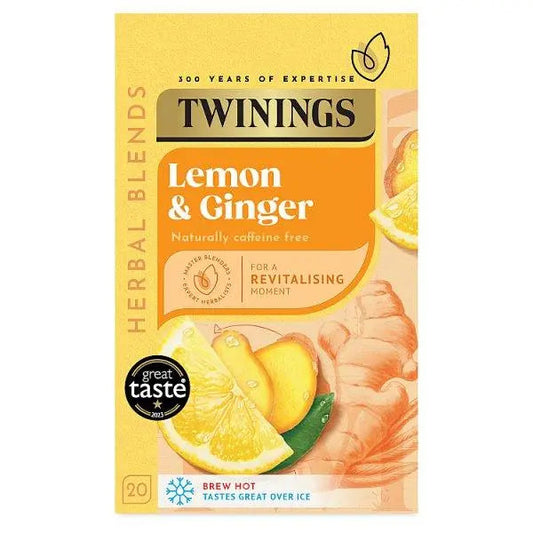 Twinings Lemon & Ginger 20 Tea Bags 30g (Case of 4)