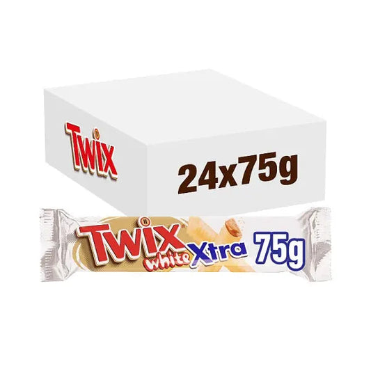 Twix Xtra White Chocolate Biscuit Twin Bars 75g (Case of 24)