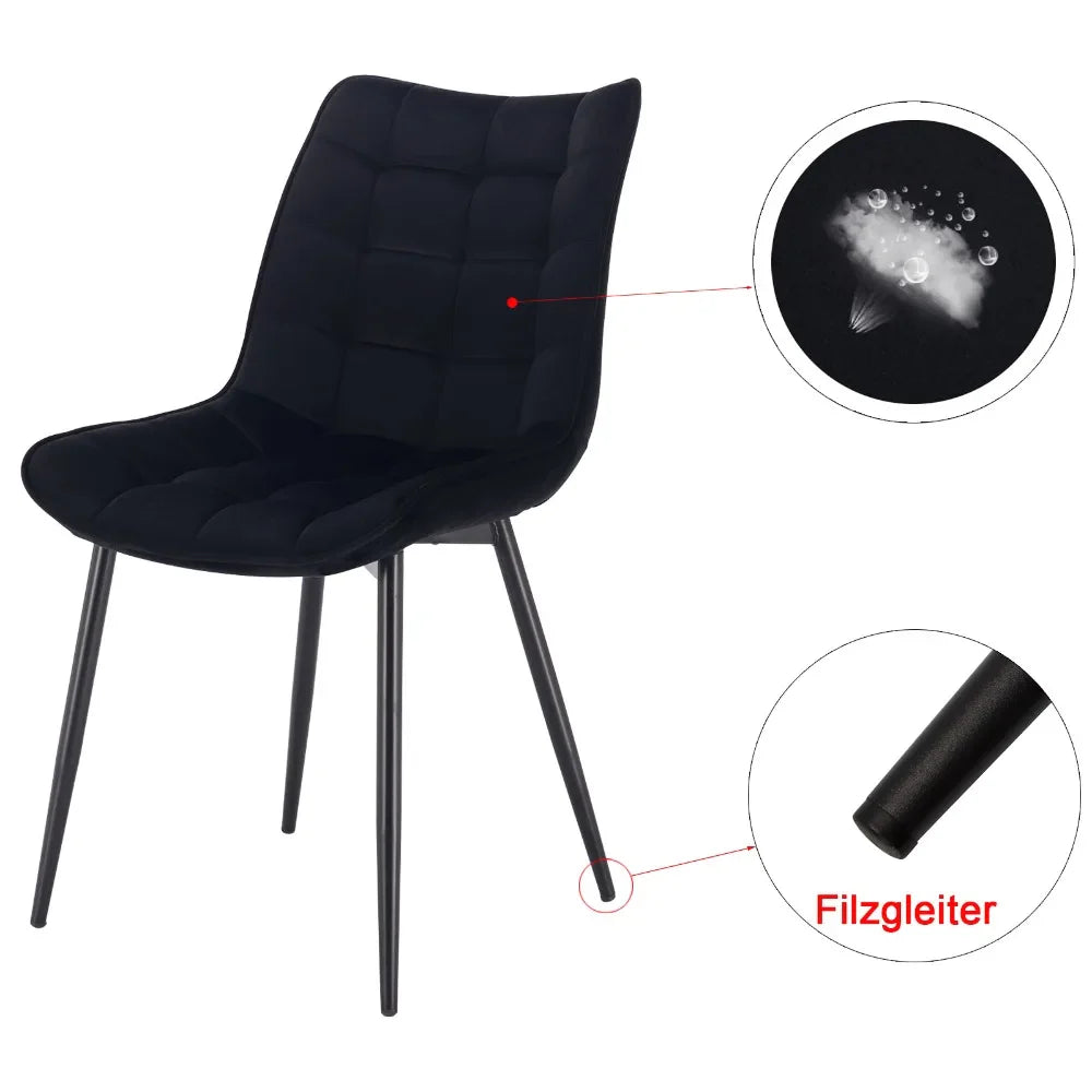 4PCs/Set Faux Leather/Fabric/Velvet/Linen Kitchen Chair  Dining Chairs Stable Metal Legs Upholstered Seat Kitchen Furniture