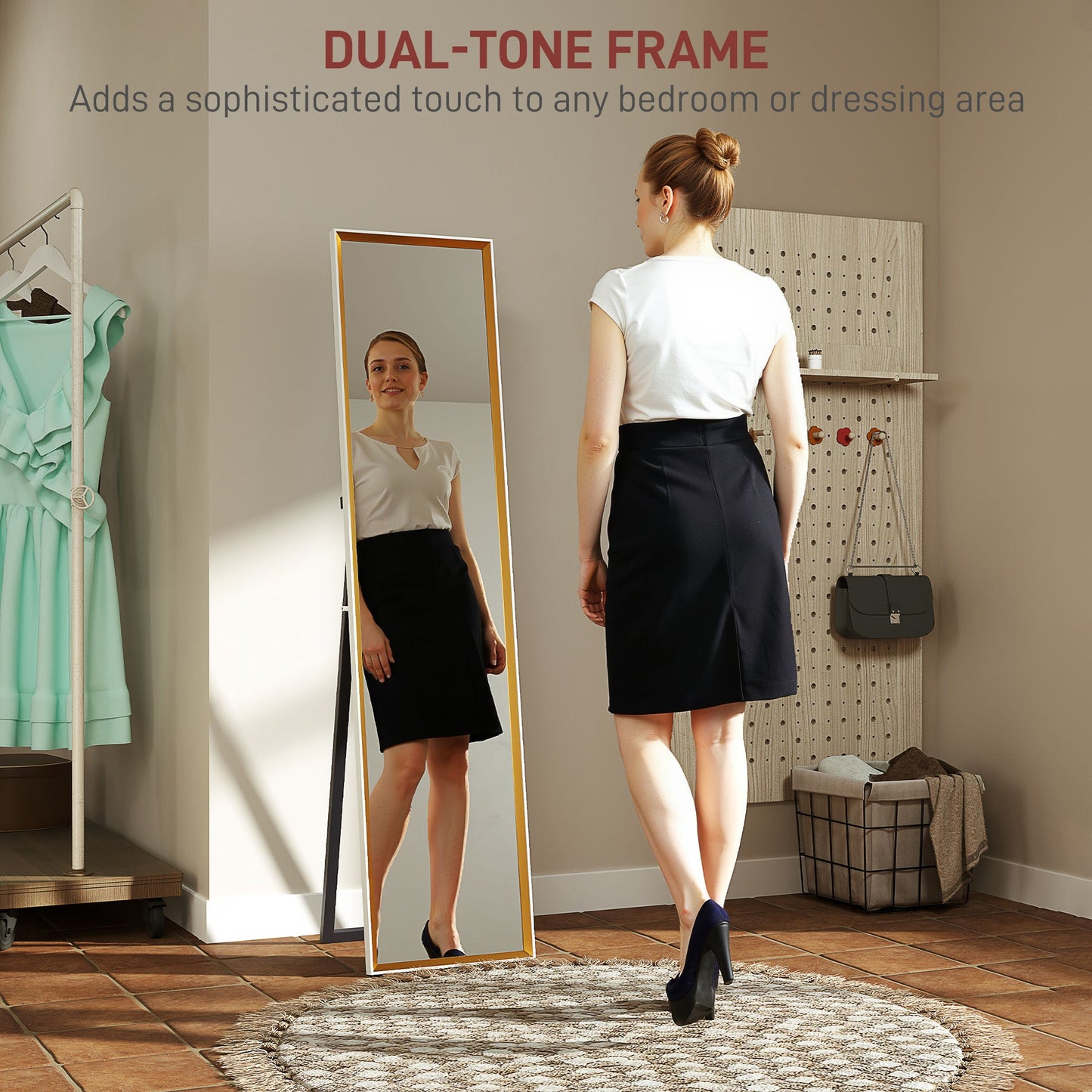 HOMCOM Full Length Mirror Wall Mount Leaning Standing Mirror, White