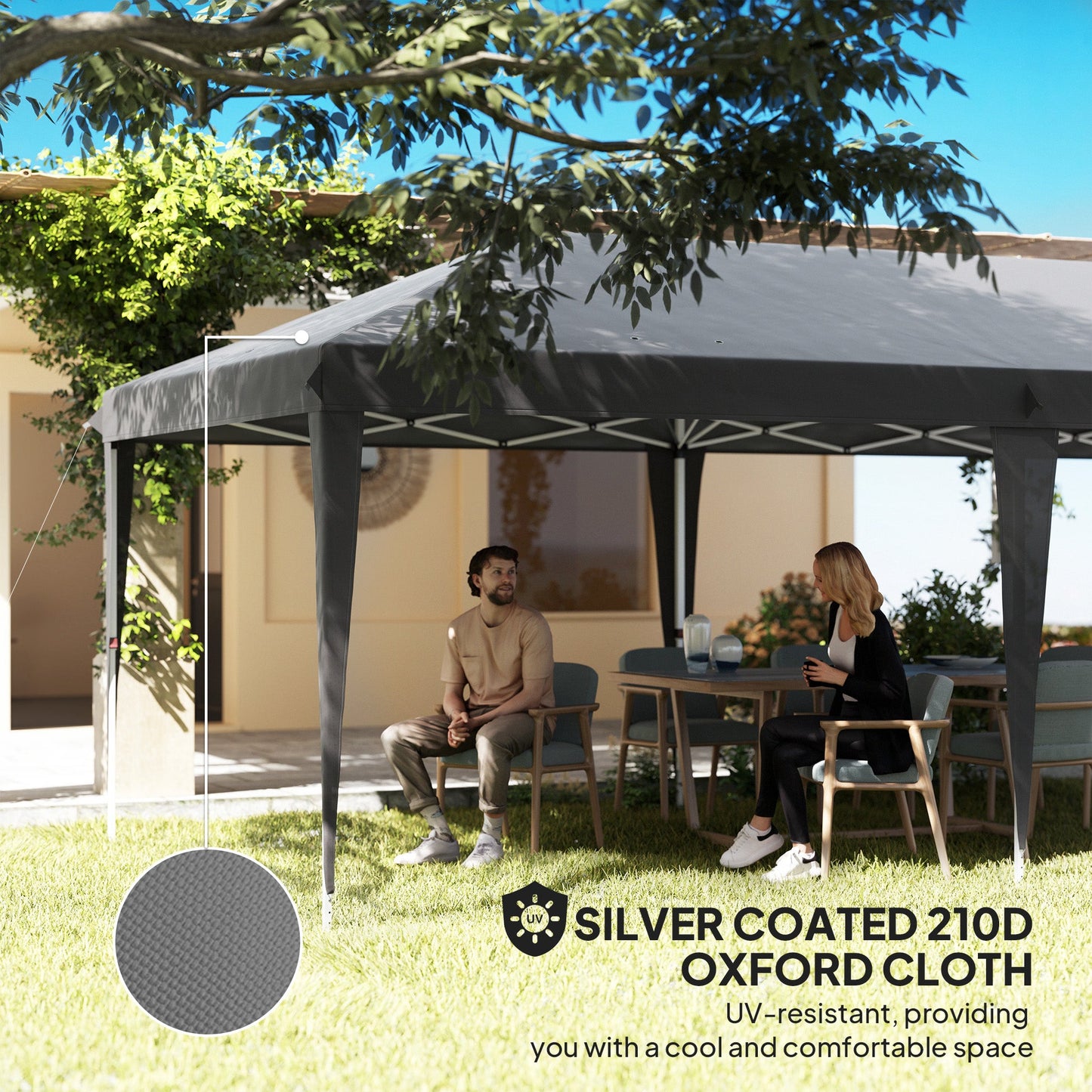 Outsunny 6 x 3(m) Pop Up Gazebo Patio Party Event Heavy Duty Canopy Grey