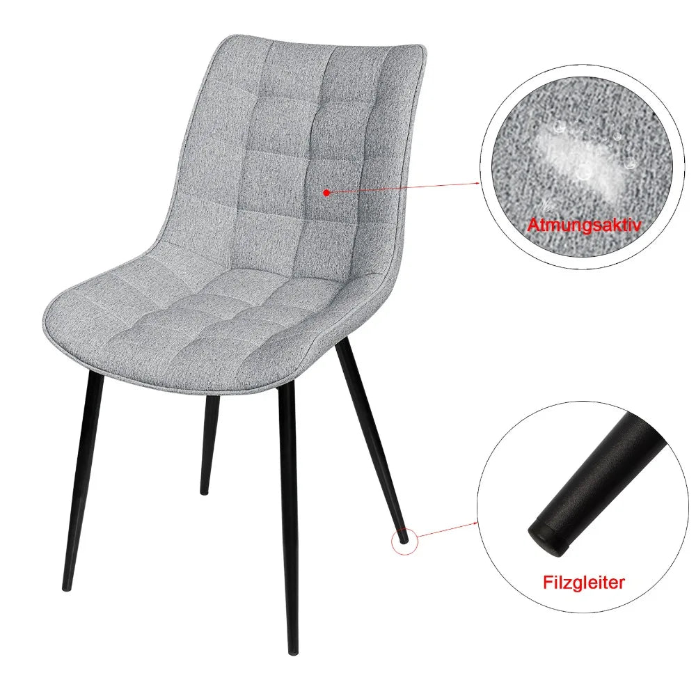 4PCs/Set Faux Leather/Fabric/Velvet/Linen Kitchen Chair  Dining Chairs Stable Metal Legs Upholstered Seat Kitchen Furniture