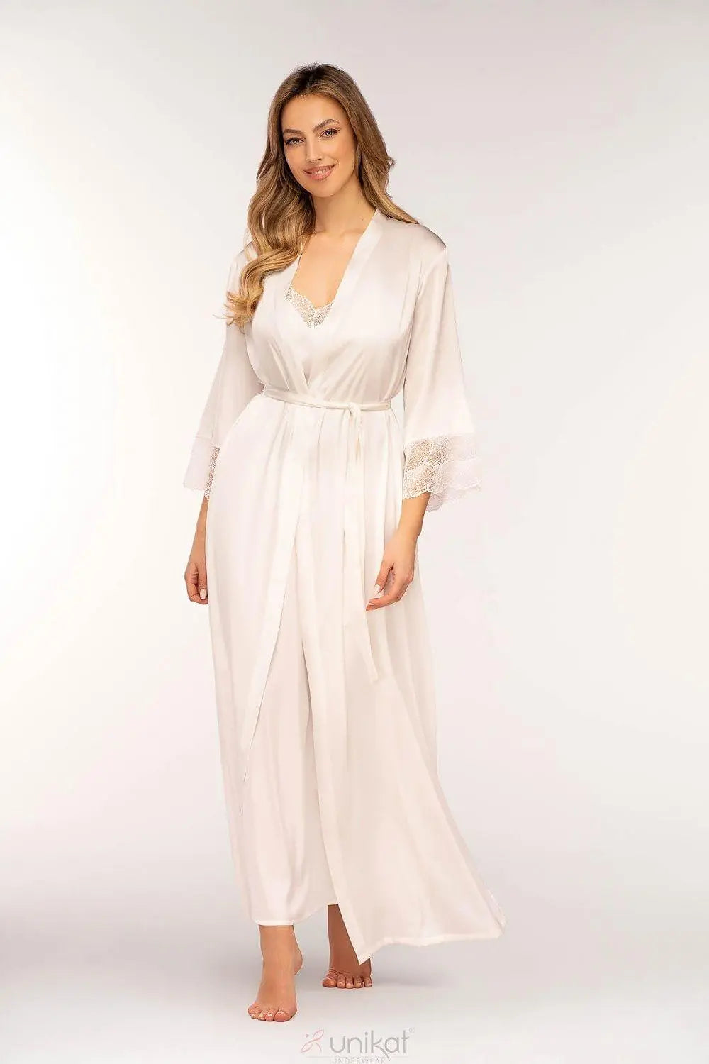 Unikat soft, lustrous satin long bathrobe