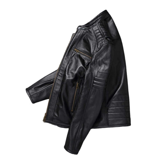 Men's Natural Leather Jackets 100% Top Layer Cowhide Vintage Stand Collar Pilot Jacket