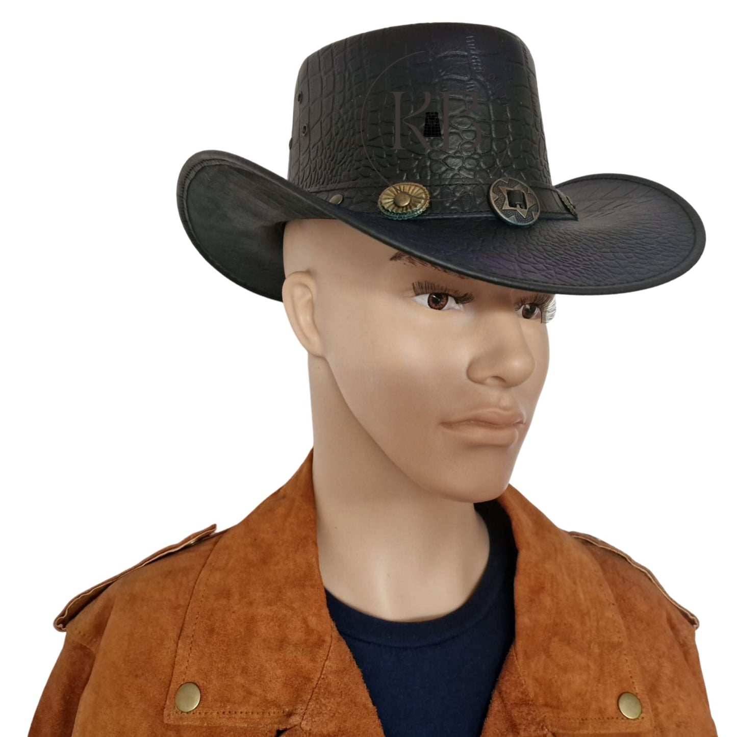Leather Cowboy Hat Crocodile Skin Style Genuine Leather
