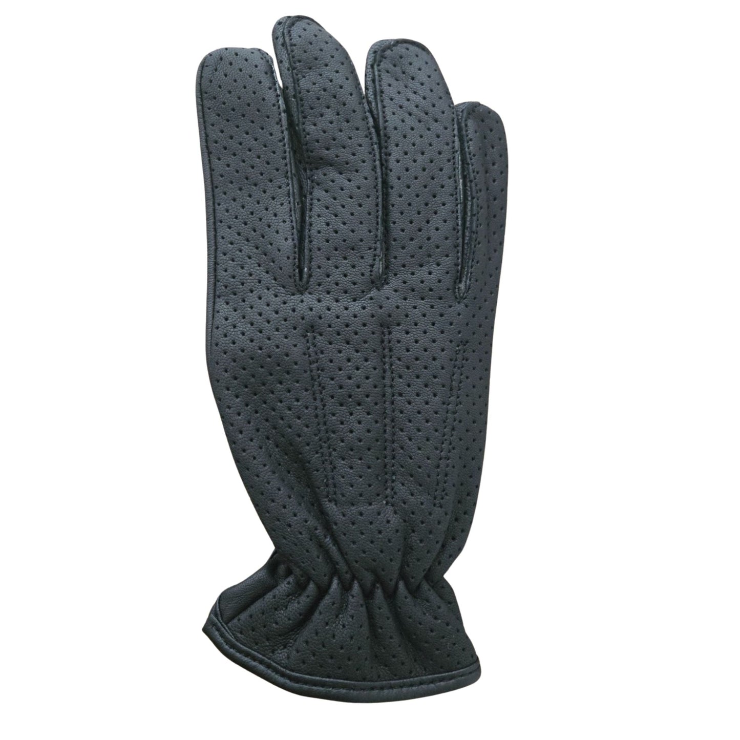 Unisex Black Perforated Leather Driving Gloves – Soft Touch, Breathable, All-Season Handwear