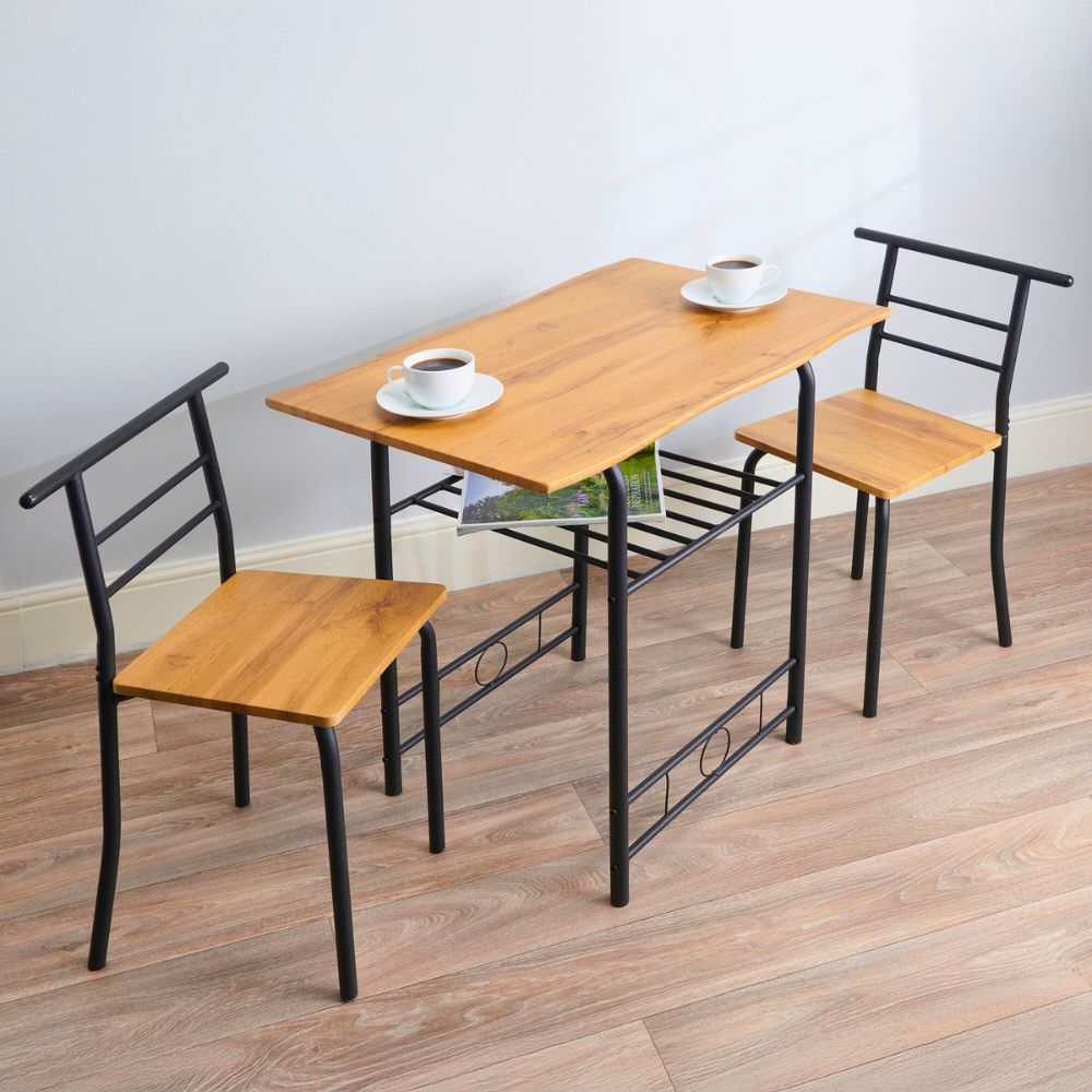 Greenhurst Live Edge Compact Dining Set Oak Top Black and Buttermilk Frame