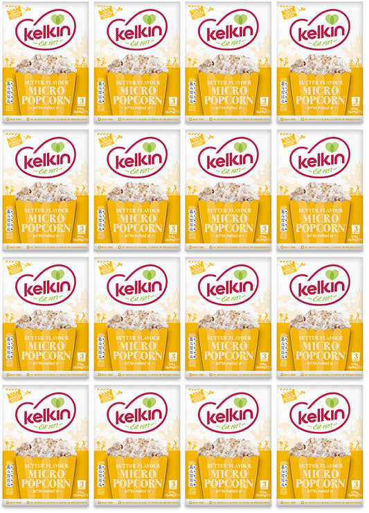 16 x Kelkin Butter Flavour Micro Popcorn 3 X 90G (270G)