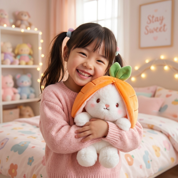Pack of 2 Unzip Bunny Plush Toys Orange & Pink