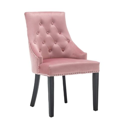 Set of Two Studded Velvet Dining Chair with Ring Knocker Detail