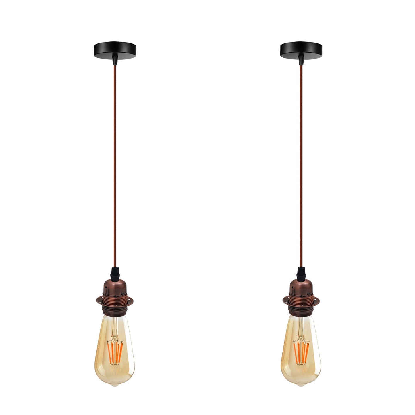2 Pack Vintage Industrial Pendant Light,lampshade E27 UK Holder Fitting  Set