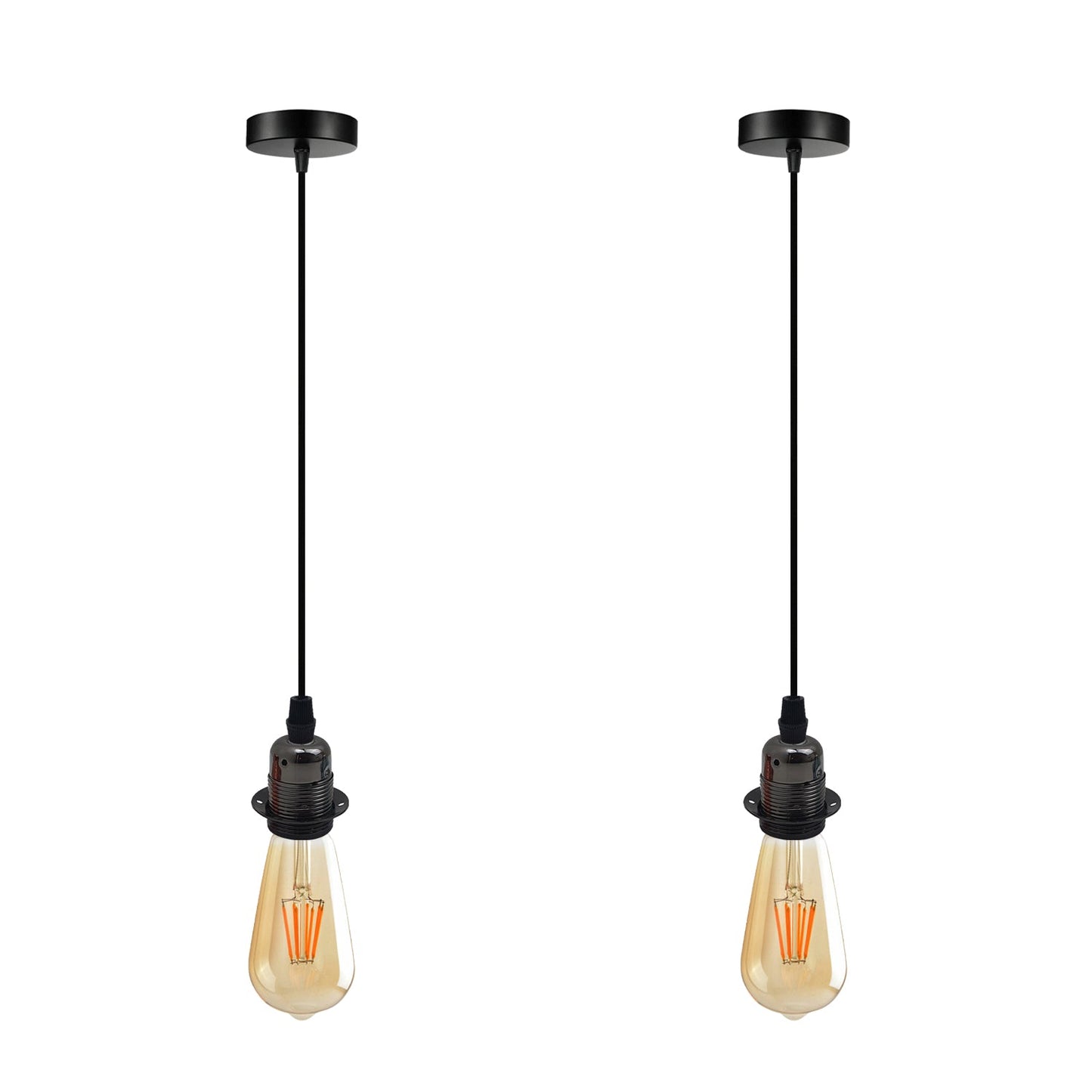 2 Pack Vintage Industrial Pendant Light,lampshade E27 UK Holder Fitting  Set