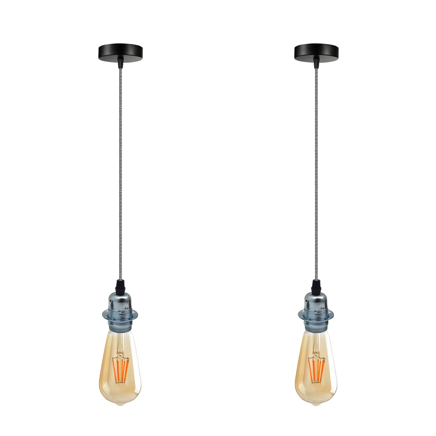 2 Pack Vintage Industrial Pendant Light,lampshade E27 UK Holder Fitting  Set