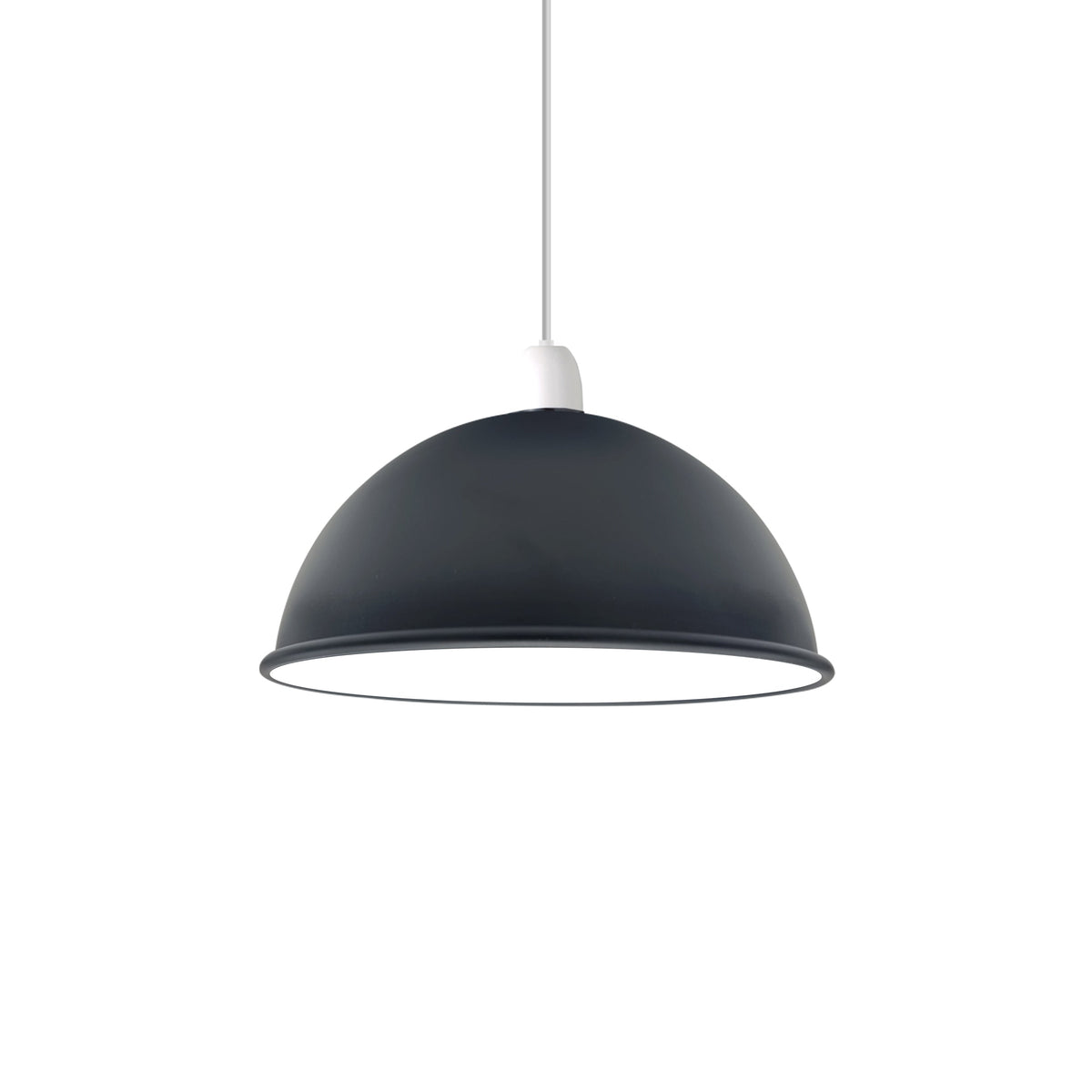 Vintage Black Inner White Industrial Easy Fit Dome Shaped Lamp Shade, Pendant, Wall Light Metal E27 Light Fitting 60W