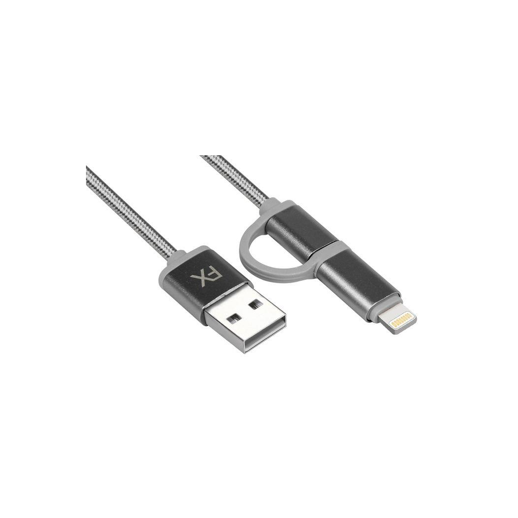 FX 2 in 1 Micro USB Braided Charge & Sync Cable, 1m/2m/3m