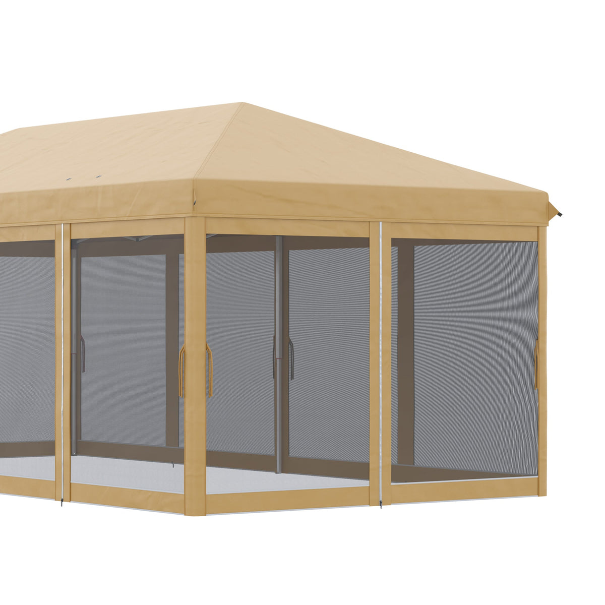 Outsunny 6 x 3m Pop Up Party Tent Canopy with 6 Removable Sidewalls Beige