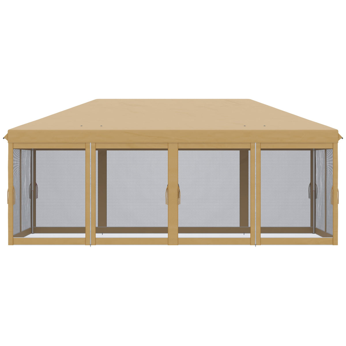 Outsunny 6 x 3m Pop Up Party Tent Canopy with 6 Removable Sidewalls Beige