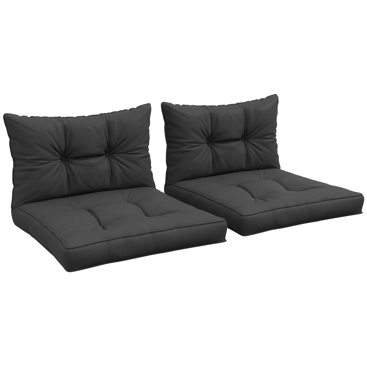 Outsunny 2pc Outdoor Seat Cushion for Patio Furniture, Charcoal Grey