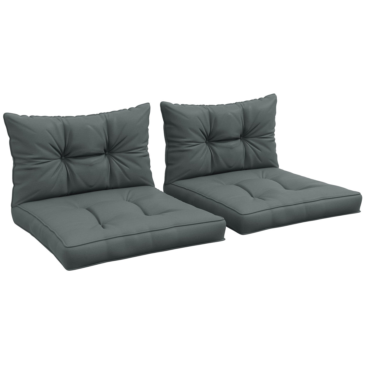 Outsunny 2pc Outdoor Seat Cushion for Patio Furniture, Charcoal Grey