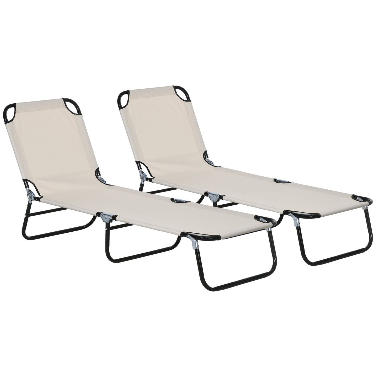 Outsunny 2 Piece Reclining Chaise Lounge with 5-Level Adjustable Backrest