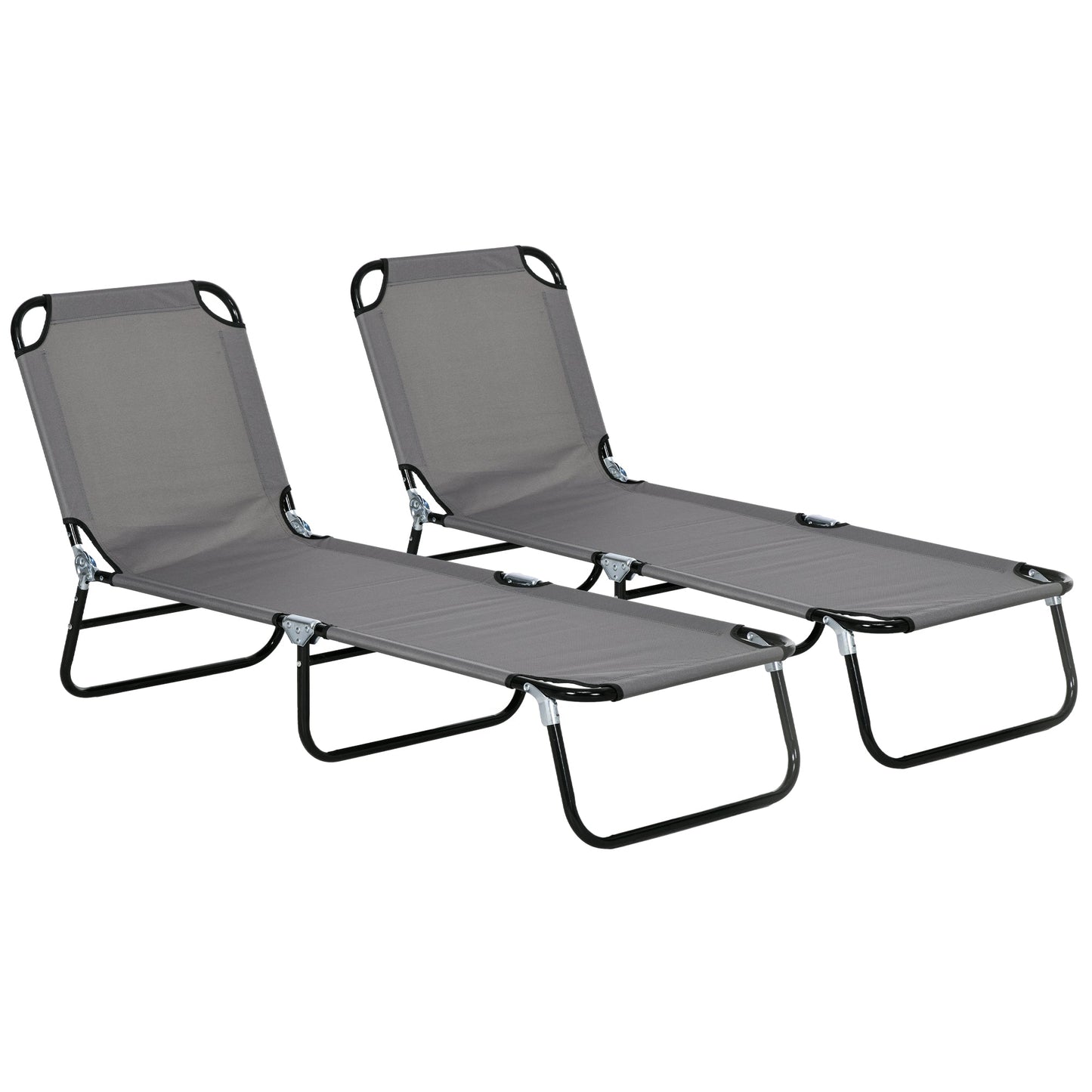 Outsunny 2 Piece Reclining Chaise Lounge with 5-Level Adjustable Backrest