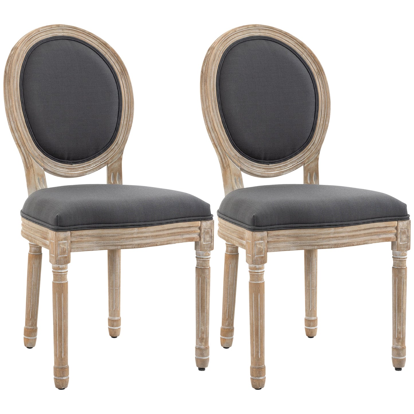 HOMCOM French-Style Dining Chairs Set of 2 with Linen Upholstery, Backrest