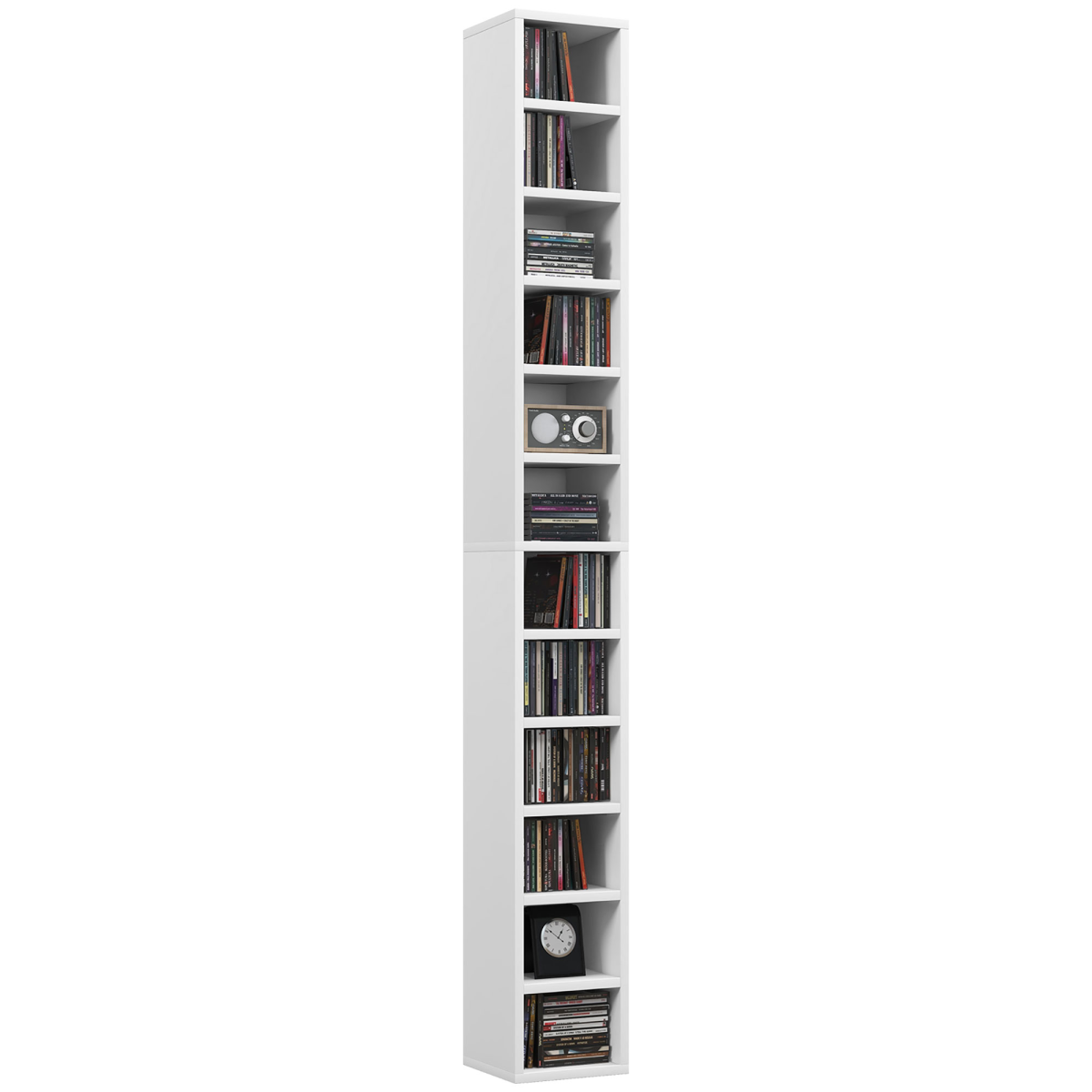 HOMCOM 204 CD Storage Tower Tall Bookcase Bookshelf with 12 Cubes