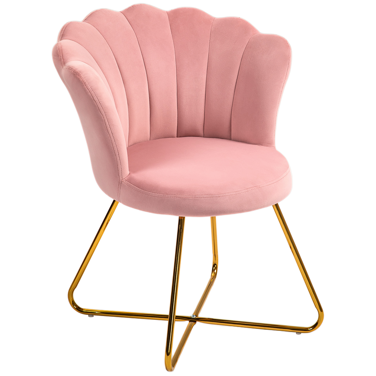 HOMCOM Accent Chair, Velvet Armchair with Lotus Backrest, Steel Legs