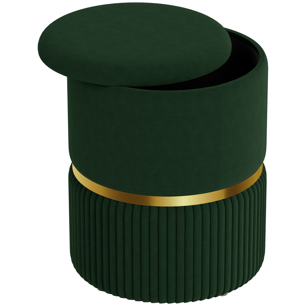 HOMCOM Round Pouffe, Storage Footstool with Cushioned Top