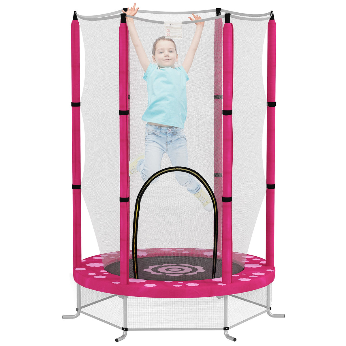 AIYAPLAY 4.6FT Kids Trampoline with Safety Enclosure Net