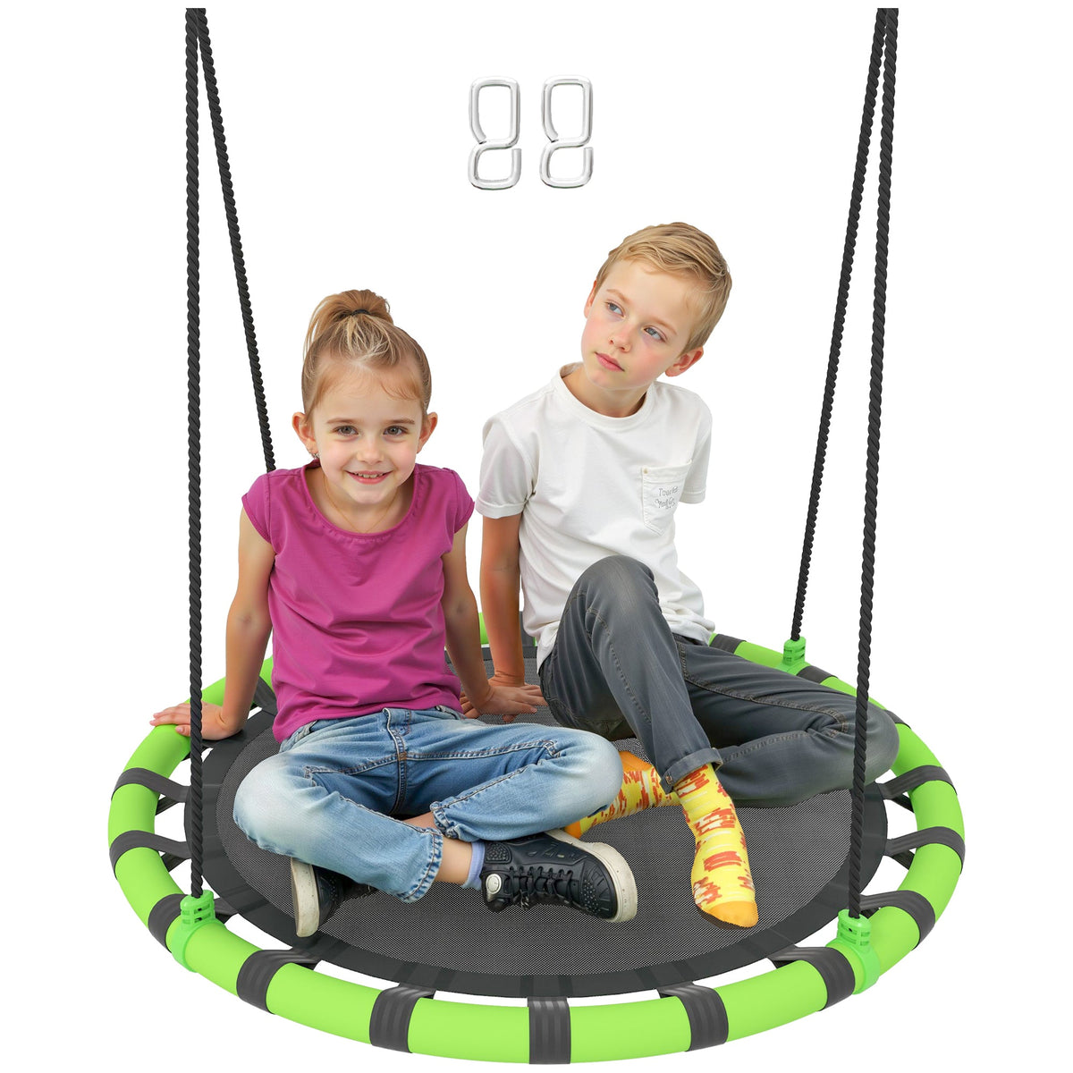 AIYAPLAY Kid Nest Swing Seat, 60cm Diameter Round Saucer Swing Set