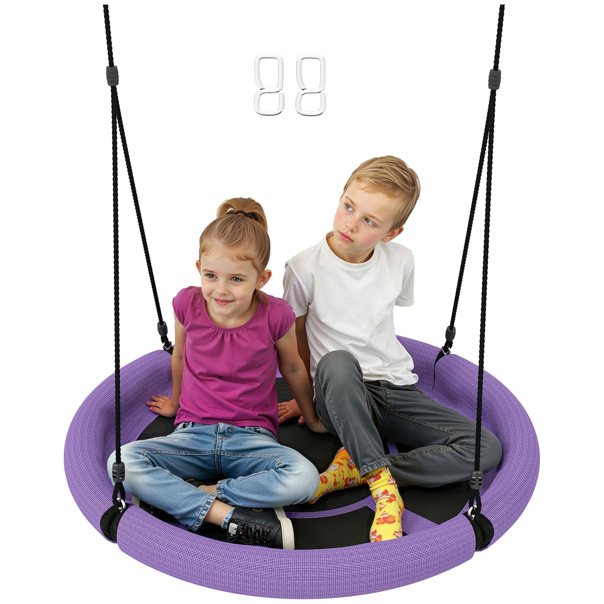 AIYAPLAY Nest Swing Seat, 100 cm Saucer Tree Swing Set for Kids