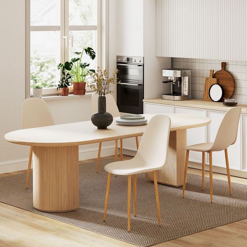 HOMCOM Dining Chairs Set of 4 w/ Curved Back, Steel Legs