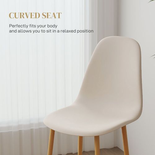 HOMCOM Dining Chairs Set of 4 w/ Curved Back, Steel Legs