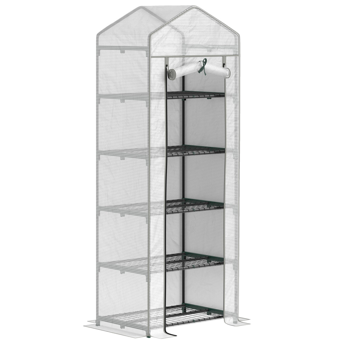 Outsunny 5 Tier Mini Greenhouse Grow House w/ Roll Up Door