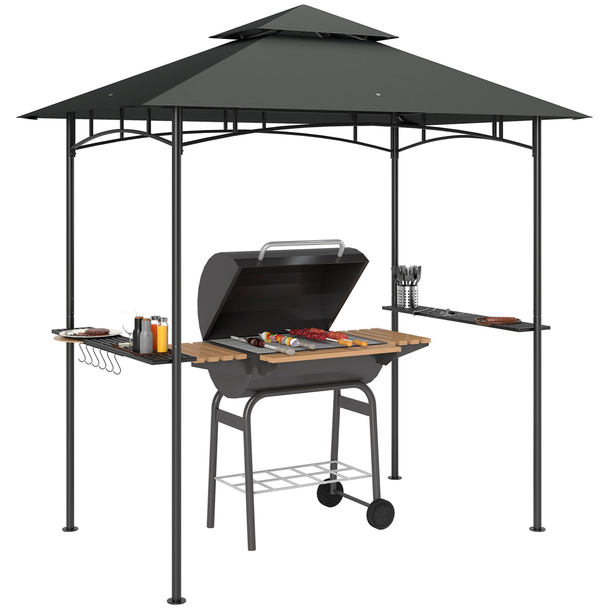 Outsunny 8' x 5' Grill Gazebo, Double Tiered Outdoor BBQ Shelter