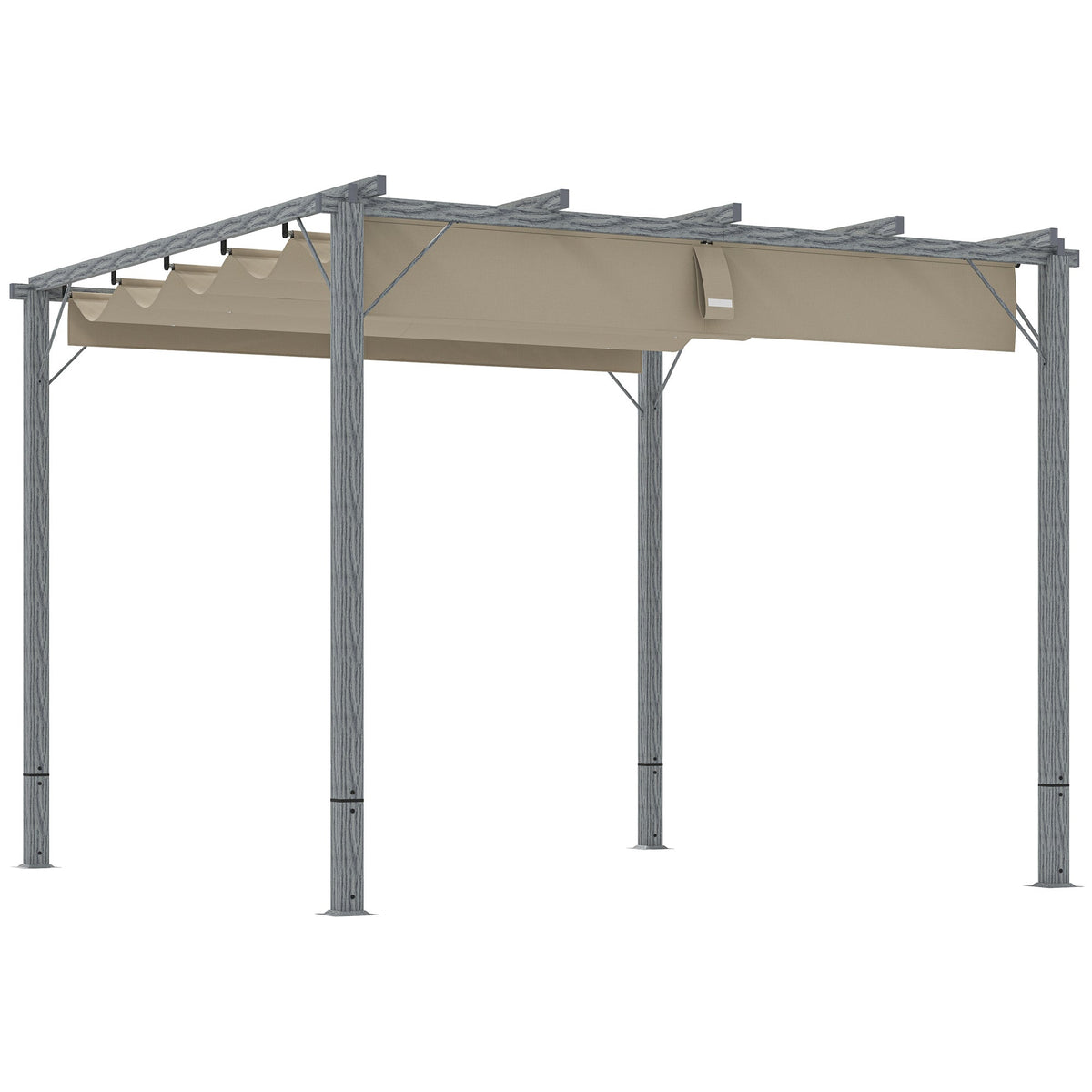 Outsunny 3 x 3(m) Aluminium Garden Pergola with Retractable Roof