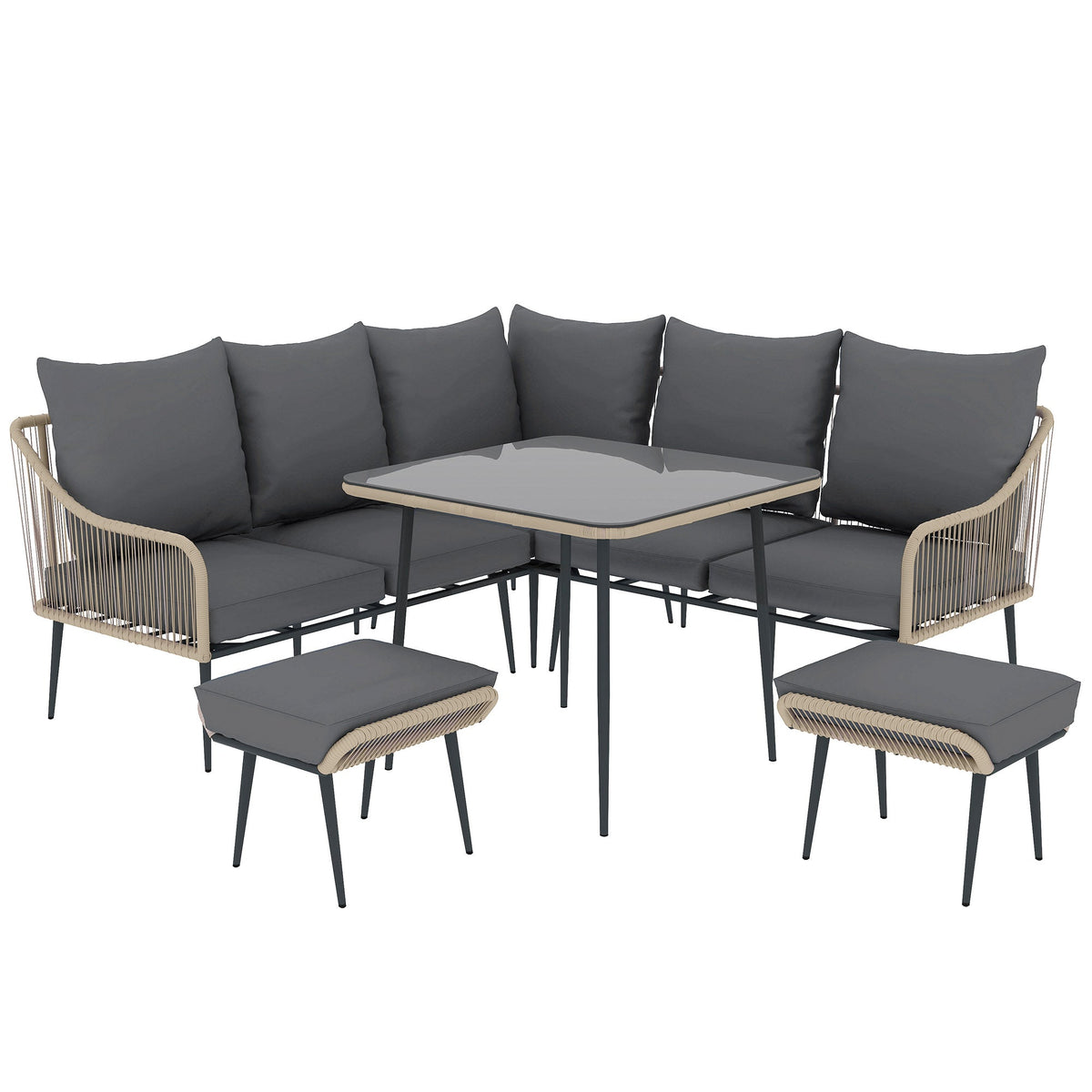 Outsunny 6 Piece Garden Furniture Set Garden Sofa with Cushions