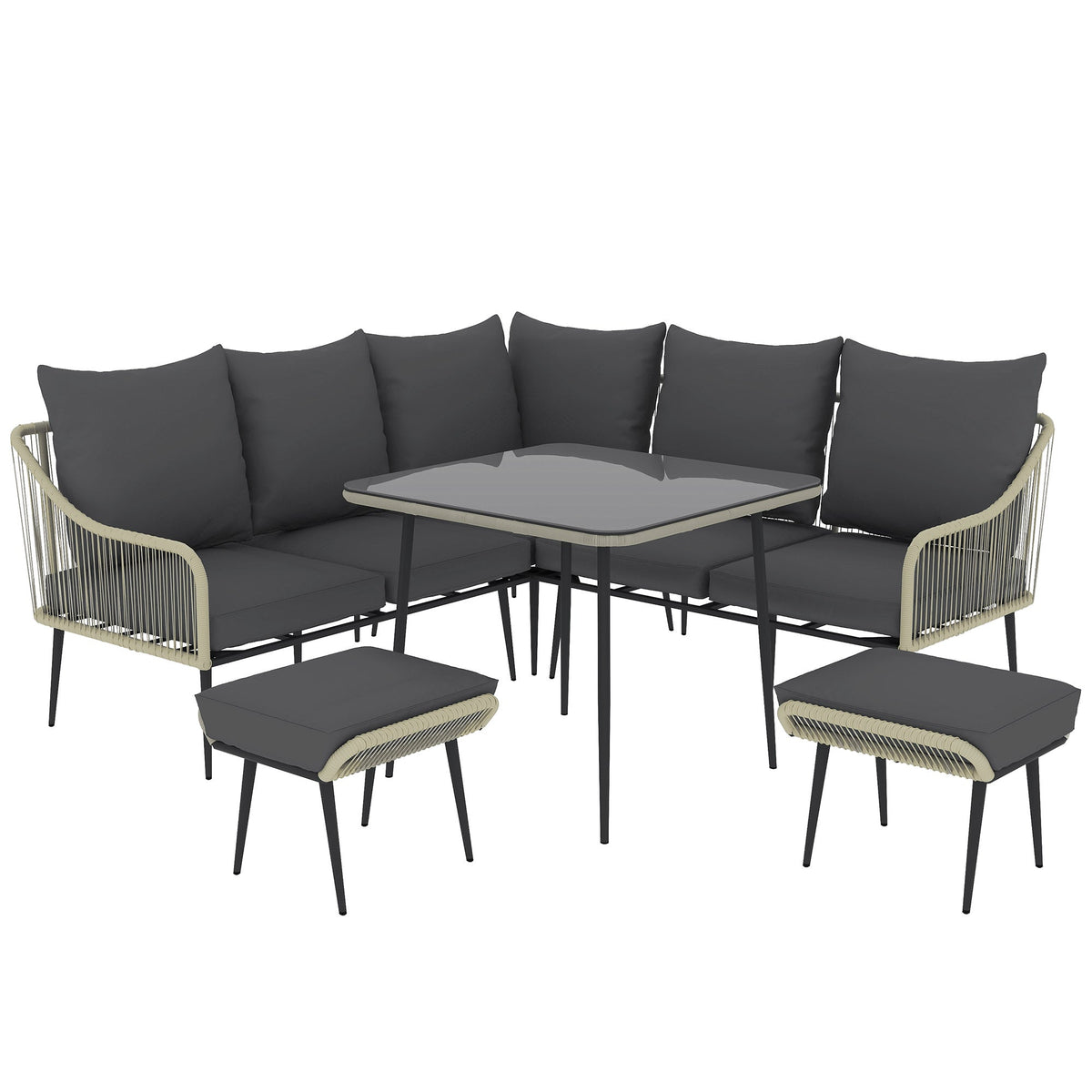 Outsunny 6 Piece Garden Furniture Set Garden Sofa with Cushions