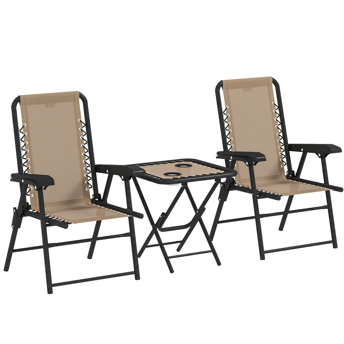Outsunny 3 Pieces Folding Garden Bistro Set with Cup Holders